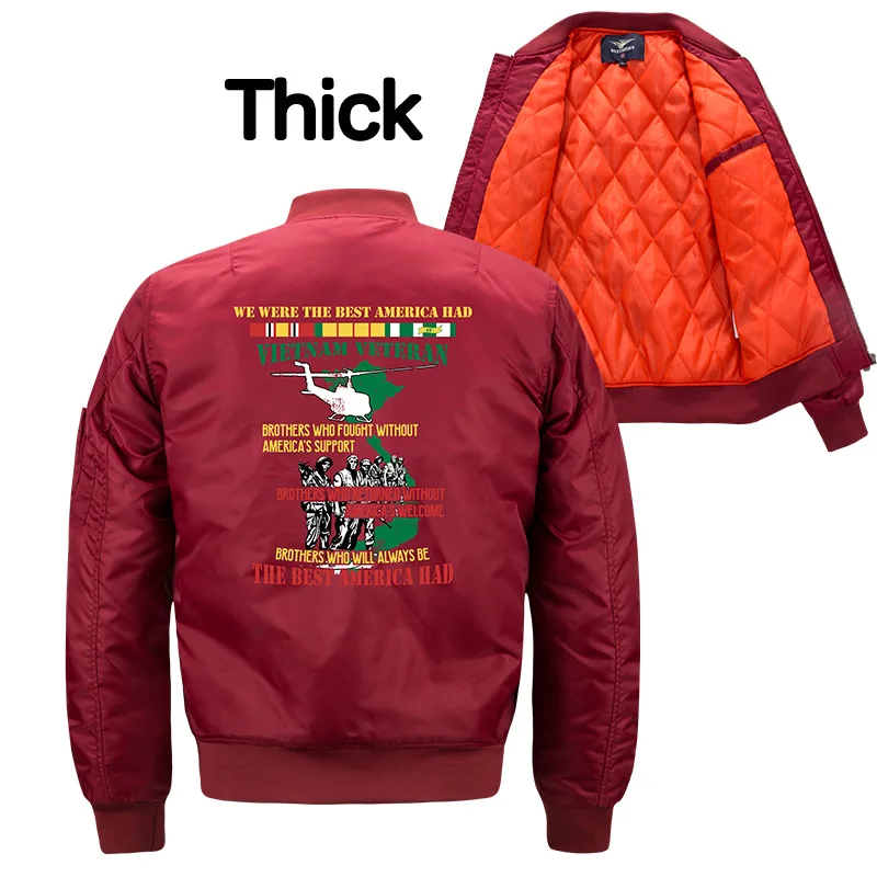 Зимняя военная одежда, повседневная мужская куртка пилота Air Force One MA1, мужская куртка-бомбер со стоячим воротником, бейсбольная форма, парка - Цвет: Красный