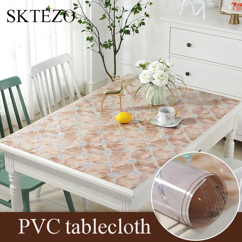  Luxury Nordic style party table decoration mat Imitation marble tablecloth plastic pad PVC waterpro