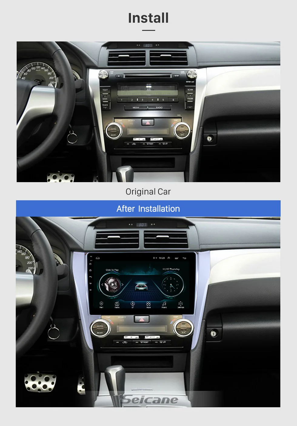 Clearance Seicane 10.1 Inch GPS Multimedia Player Android 8.1 Car Stereo For 2015 Toyota CAMRY Wifi Quad-core Head Unit Support DAB+ TPMS 2