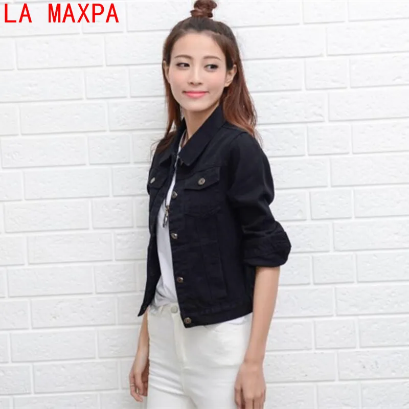 New 2018 Autumn Winter Women's Denim Jackets Vintage Casual White Black Coat Female Short Slim Jean Jacket Women Basic Coat