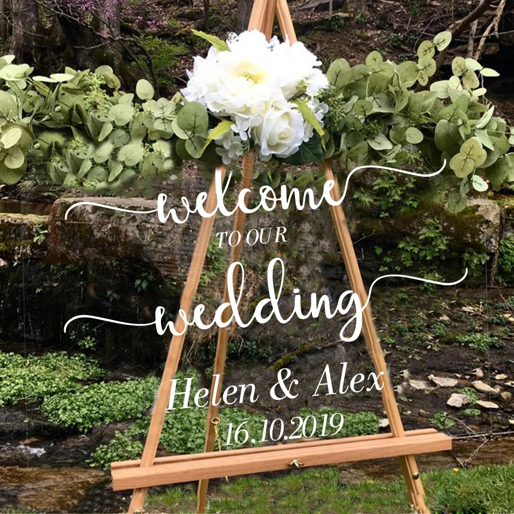 

Large Wedding Welcome Marriage Party Custom Name Date Wall Decal Dance Floor Personalized Wedding Name Date Wall Sticker Car