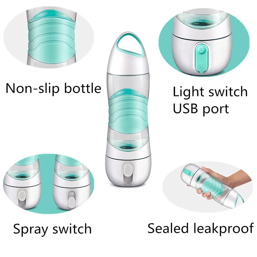 

New Type Multifunction Sports Water Cup Lighting Spray Trtan polyester Outdoor Emergency Lights Cups Bottle 400ml USB M25