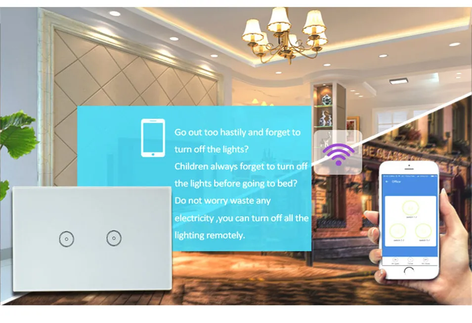 Нам Стандартный 10A/банды умный WI-FI переключатель 1/2/3 сенсорный Панель, Беспроводной дистанционного WI-FI выключатель света, работает с Amazon Alexa Google Home