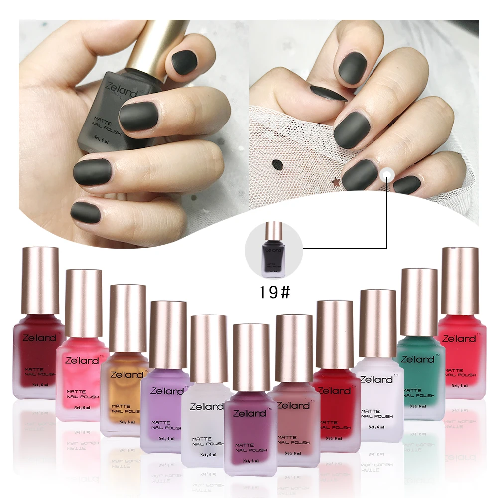 

2019 New 24 Color Satin Matte Bottle Long Lasting Nail Varnish Dull Nail File Nail Art Fast Dry Matte Nail Polish