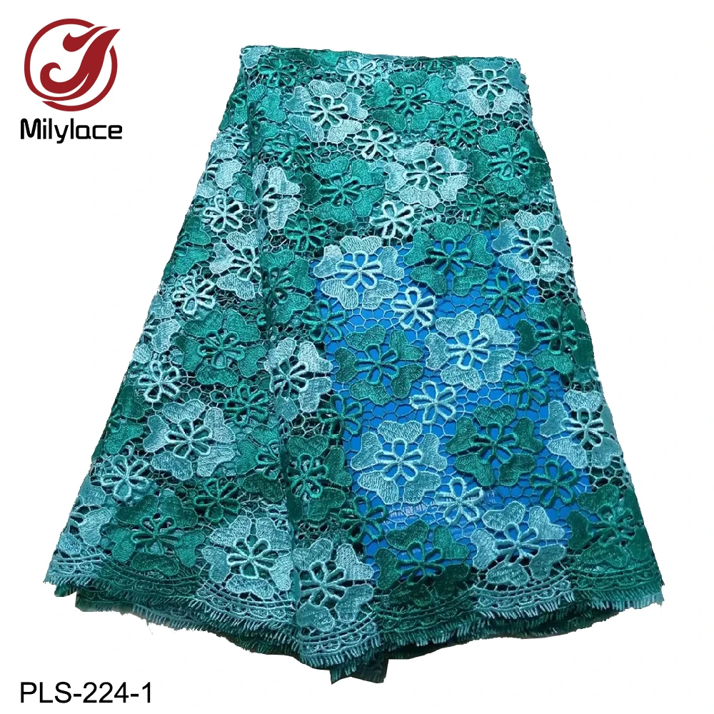 

Milylace 2019 African Guipure Lace Fabric 5 Yards Beading Floral Embroidey Lace Fabric for Daily Party Dresses PLS-224