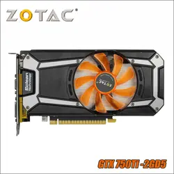 Оригинал ZOTAC видеокарта GeForce GTX 750 Ti 2 ГБ 128Bit GDDR5 Графика карты для nVIDIA GTX750Ti GTX 750Ti 2GD5 VGA, Hdmi, Dvi