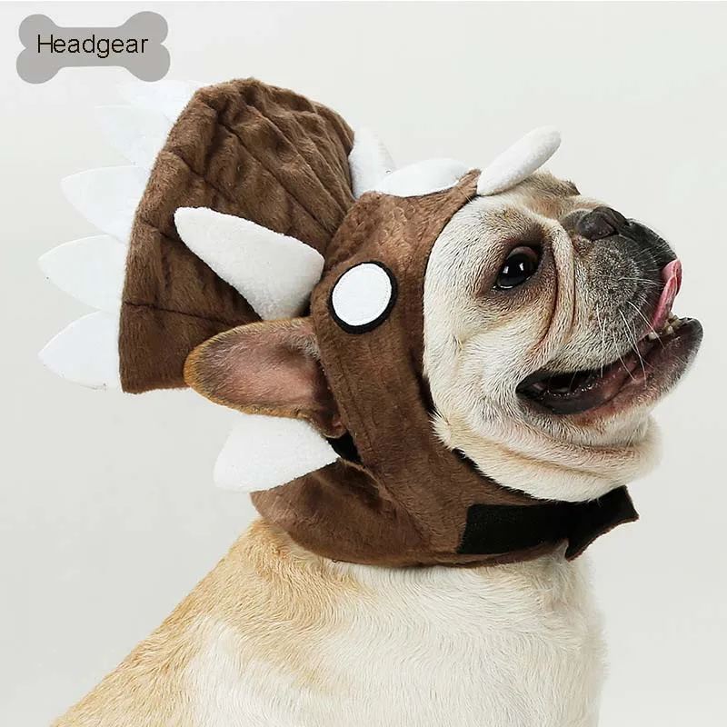 Triceratops динозавр дизайн собака шляпа для животных с бульдогом Косплей щенок