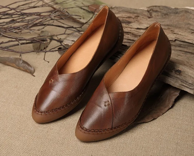 Green Et Printemps Usine Vente Brown Directe blackish Peint Chaussures Femmes La Main Antique Piqué Sharp À Up De Nouvelle D'été Pointu BwndRqwC