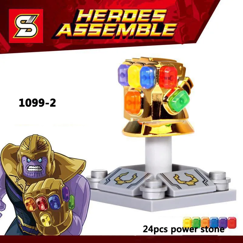

Building Blocks Single Sale Chromed Infinity Gauntlet With 24Pcs Power Stones Thanos Toys Super Heroes Children Gift SY1099-2