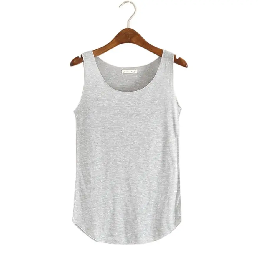 Для женщин Летняя майка без рукавов шею свободные майки жилет Camisetas Mujer# B0 - Цвет: Серый