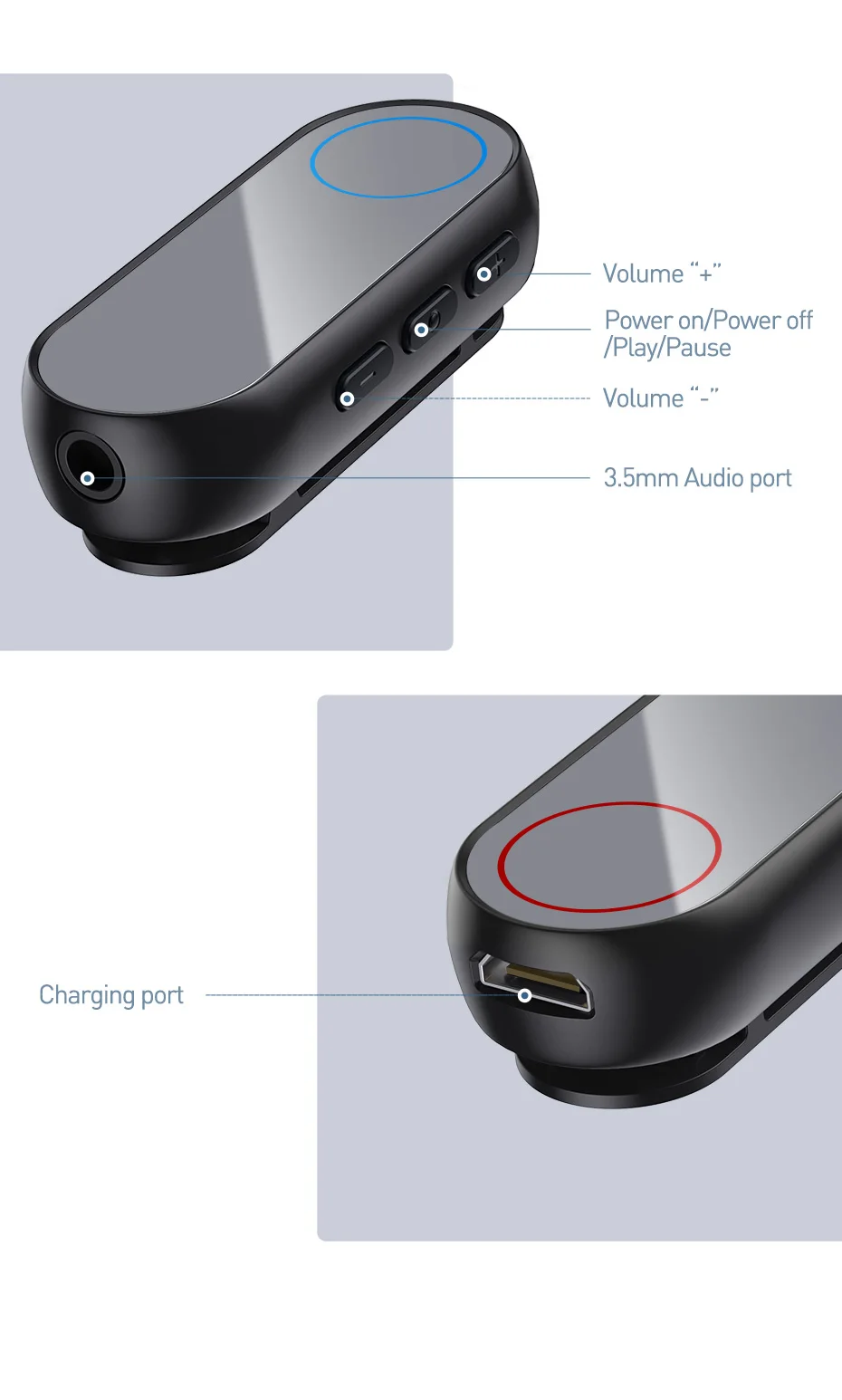 Baseus Bluetooth передатчик беспроводной Bluetooth приемник для наушников Громкая связь 3,5 Aux Bluetooth аудио адаптер приемник