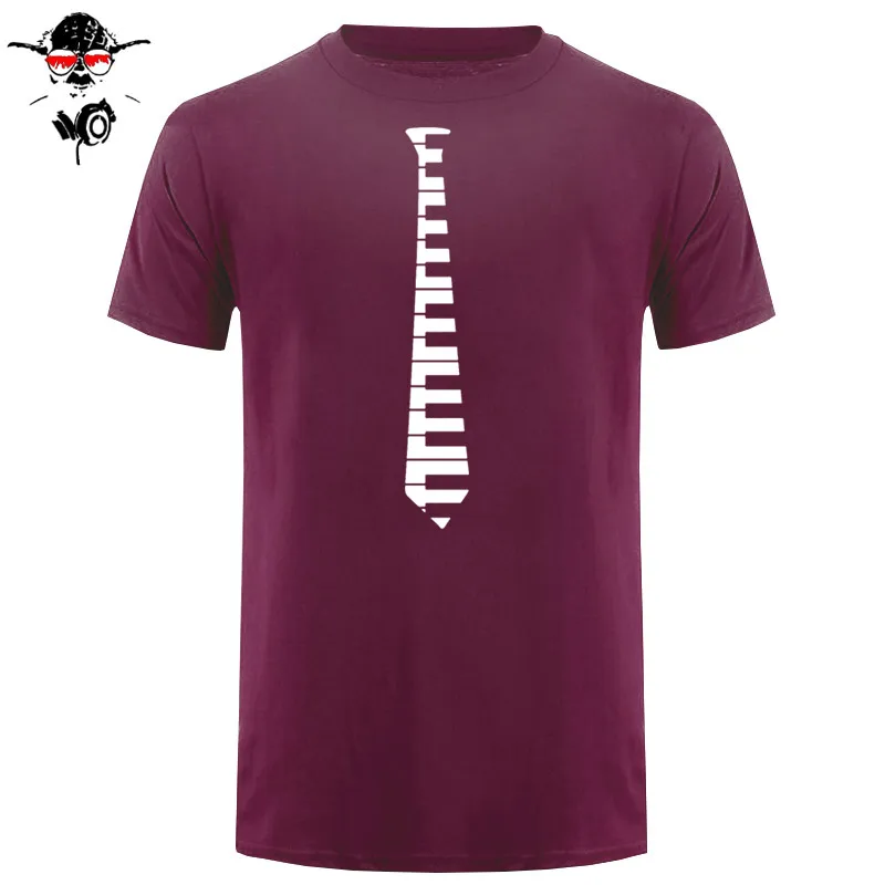  Hip Piano Keys Tie Piano Keyboard Music Concert T Shirt Creature Size S To 3XL T-Shirt O Neck Cotto