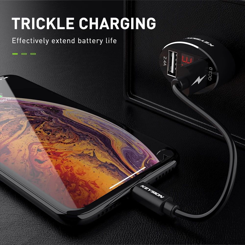 KEYSION Dual USB быстрое зарядное устройство QC 3 0 Автомобильное для iPhone XS Max XR X 8 7 Samsung S9