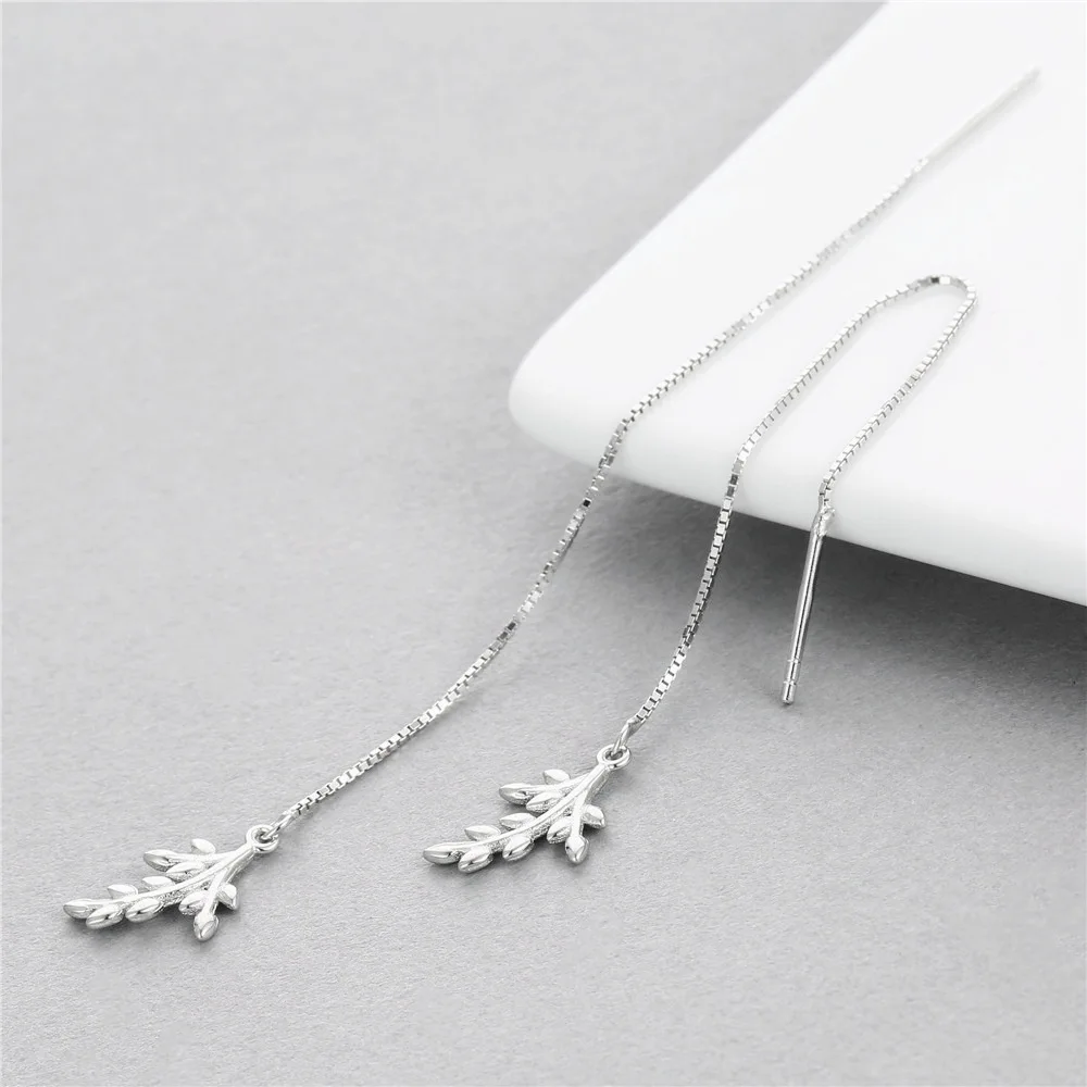 Olive branch ear line 100% 925 Sterling silver Jewelry fashion Hypoallergenic dangle earrings for women gift charms