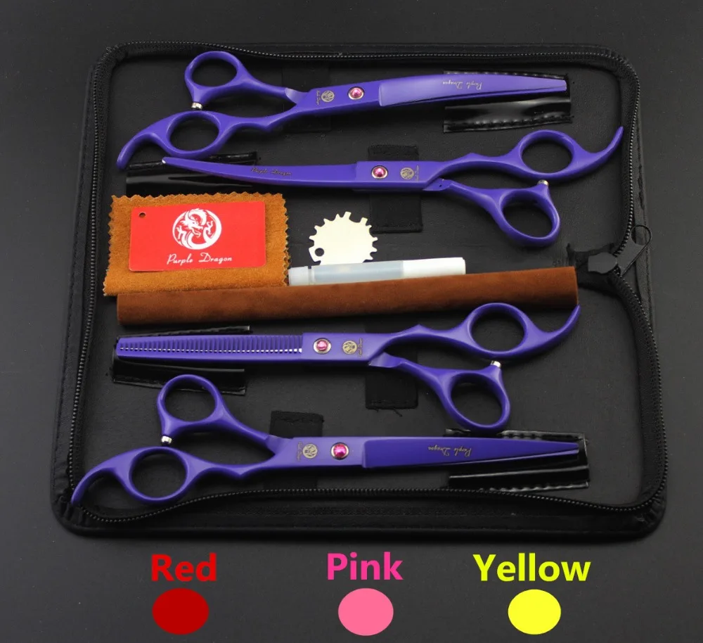 Pets Scissors 4Pcs Suit 687 7.0'' Hairdressing Scissors JP 440C Dogs