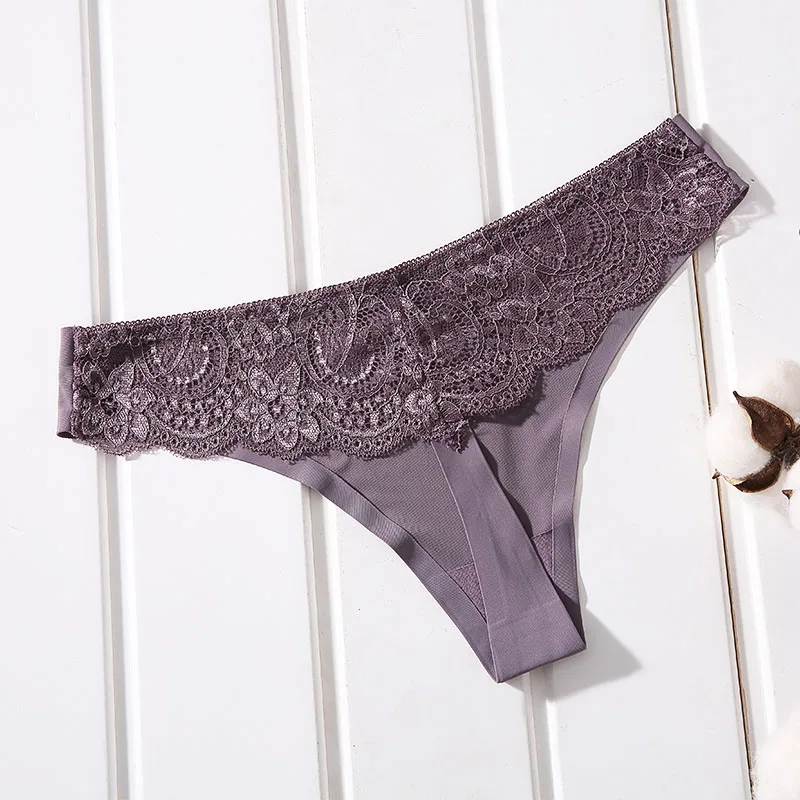

DEWVKV 2019 Summer New Breathable Soft Sexy Lace Women Panties Low Rise Seamless Nylon Female Underwear Lingerie LXD