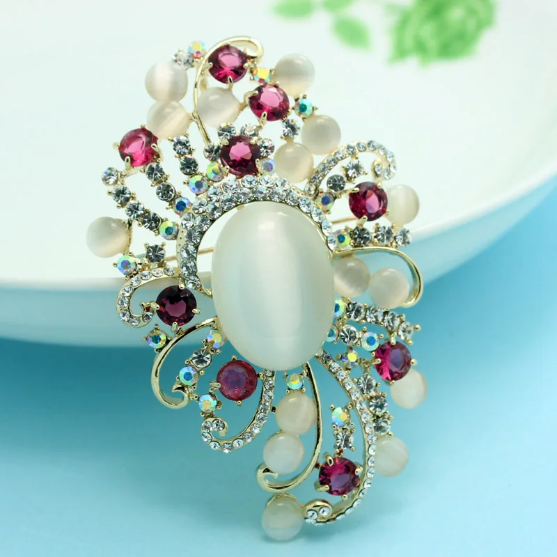 Blucome Christmas Brooch For Personality Women Shiny Mix Color Rhinestone Hijab Pins And Brooches Flower Hijab Accessories Broch