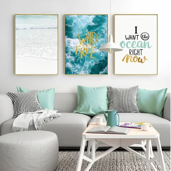 

Nordic Seascape Inspiring Quotes Abstract Canvas Painting Poster and Print Wall Art Pictures Kids Living Room Home Office Decor
