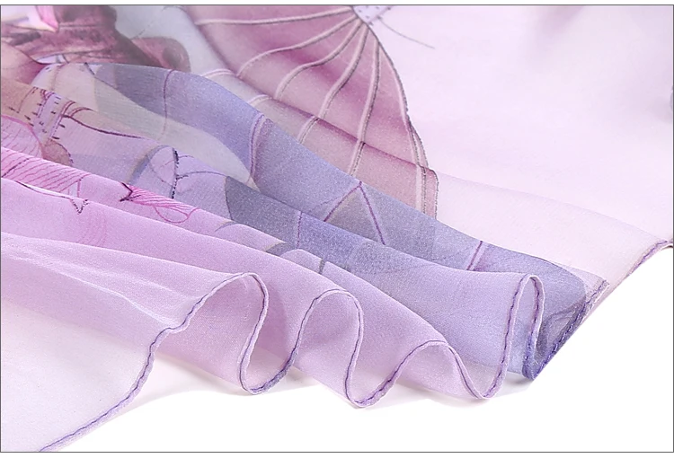 Summer Femme Scarves Scarf Scarf Women Floral Lotus Printing Long Soft Wrap Scarf Ladies Shawl Veil