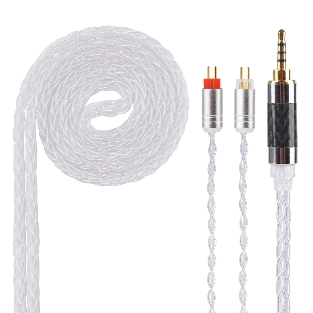 

Yinyoo 8 cores Silver Cable 2.5/3.5/4.4mm Balanced Cable With MMCX/2pin Connector For AS10 ZS10 ZST ZSN CCA C10 TRN V80 V30 QT5