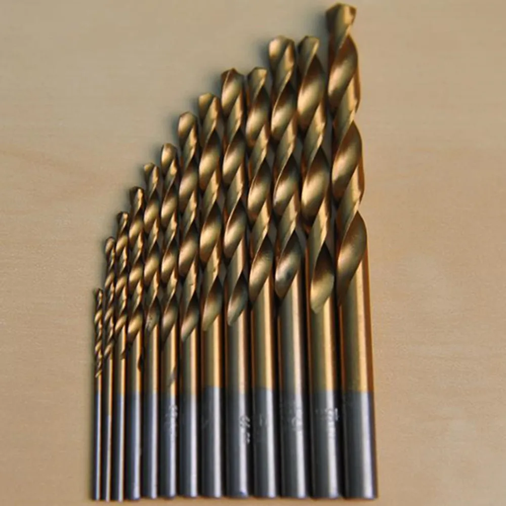 13pcs Titanium Hss Twist Drill Bit Set 1.5-6.5mm Plastic Wood Metal Twist Dril