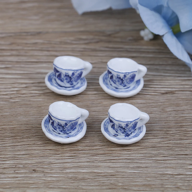 1/12 миниатюрные 15 шт синий цветочный фарфор кофейные чайные чашки керамические посуда для кукол кухонные аксессуары