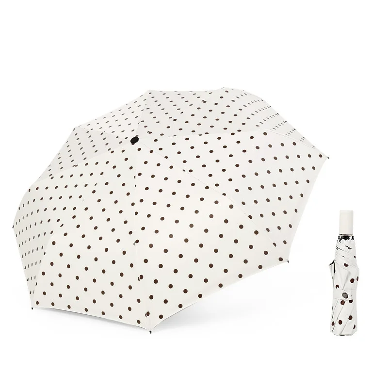 Небольшой свежий зонтик в горошек Женский 3 складной Анти-УФ солнцезащитный ультралегкий Зонтик Солнечный дождливый Портативный карманный мини-зонт