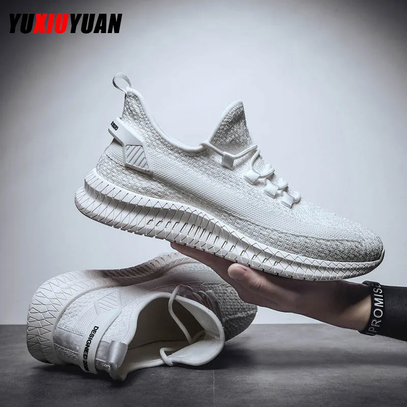 

2019 Fashion Men Flying Weaving Breathable Round Head Outdoor Running Shoes Casual Mesh Deodorant Cushioning Sneakers