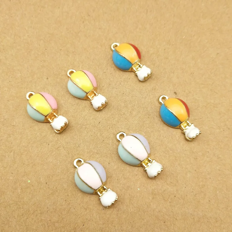 

10pcs 10x18mm enamel hot air balloon charms for jewelry making and crafting charm fashion pendant