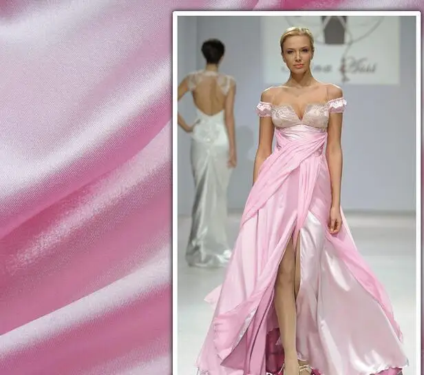 

Pink material cotton fabric for satin silk dresses,stoffen per meter voor kleding tissu africain Blended Wedding bridesmaid C529