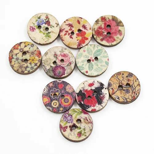 

Mixed Random 2 Holes Wooden Buttons for Sewing Crafting Pack of 50pcs (Size: 15mm, Color: Multicolor)