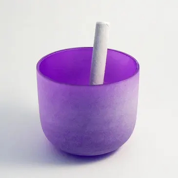 

6" Purple Color B Note Crown Chakra Frosted Quartz Crystal Singing Bowl with free suede and o-ring