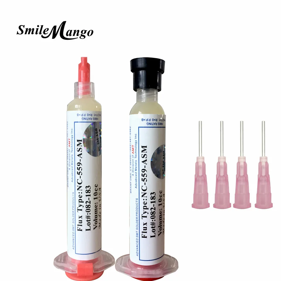 

2pcs/lot NC-559-ASM BGA PCB No-Clean Solder Paste Welding Advanced Oil Flux Grease 10cc +4pcs Needl