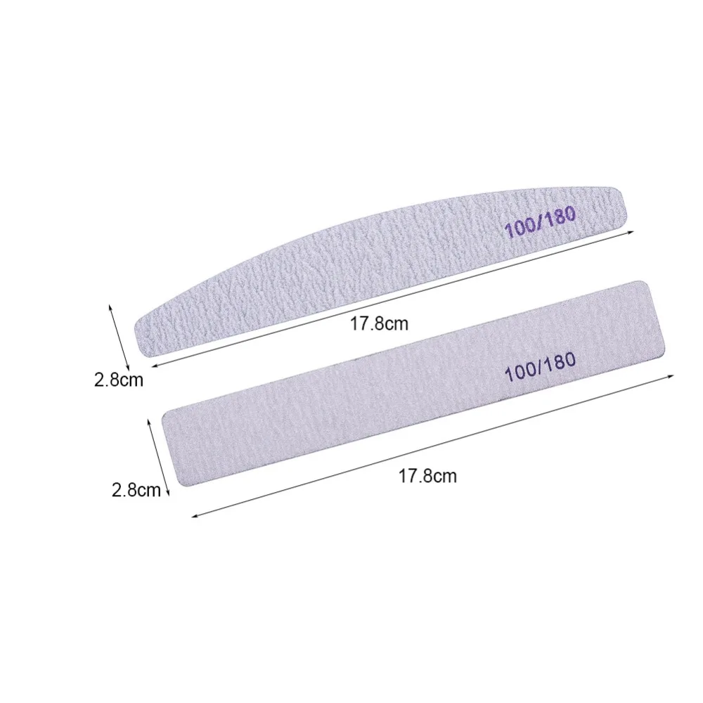 5 шт./партия профессиональные пилки для ногтей 100/180 буферные двухсторонние серые/черные цветные кривые инструменты для ухода за ногтями Высокое качество#281915