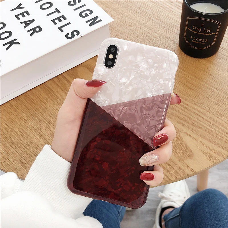 

Simple Geometric Glitter Fritillaria Phone Case for Iphone 11 Pro Max Xs Max Xr Tpu Silicon Case for Iphone 6s 7 8 Plus X Case