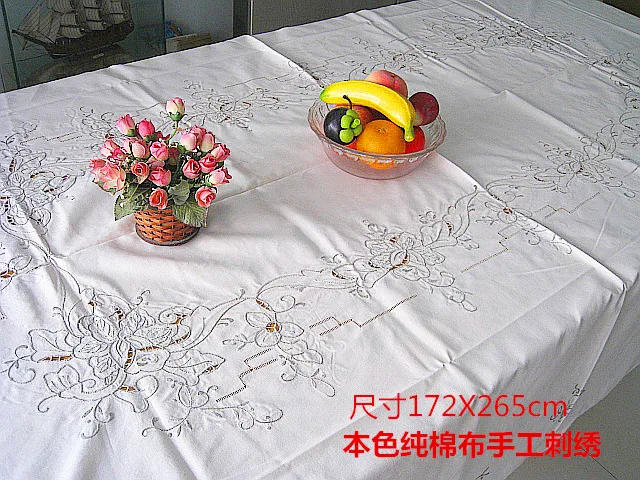 

Foreign trade handmade tablecloth cotton embroidery bed cover 172 x 265 cm