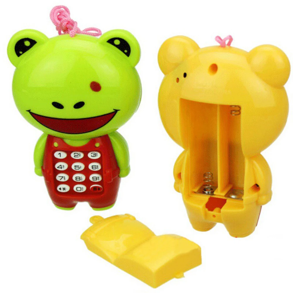 Мультфильм лягушка животное светодиодный музыкальный мобильный телефон с шнурком обучающая детская игрушка