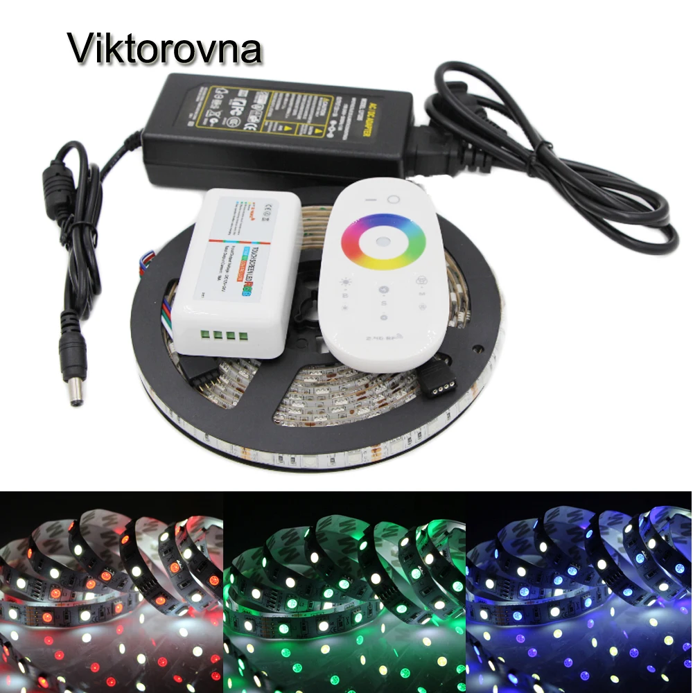 

Viktorovna DC12V 5M RGBW 300 LED Strip 5050 SMD Black PCB lamp RGB + warm white Strip Tape Light+2.4G RF remote+5A power adapter