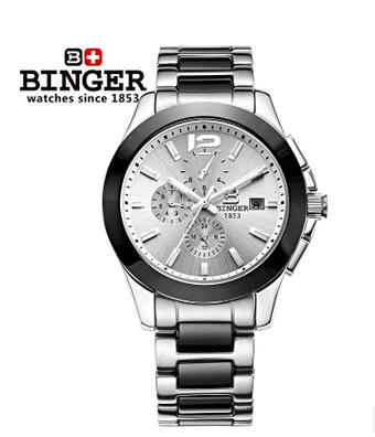 Здесь можно купить   Binger Low Price Sale Top quality Sapphire Watches Steel Ceramic White Dial Automatic Men Watch Mens Multifunction Wristwatch Часы