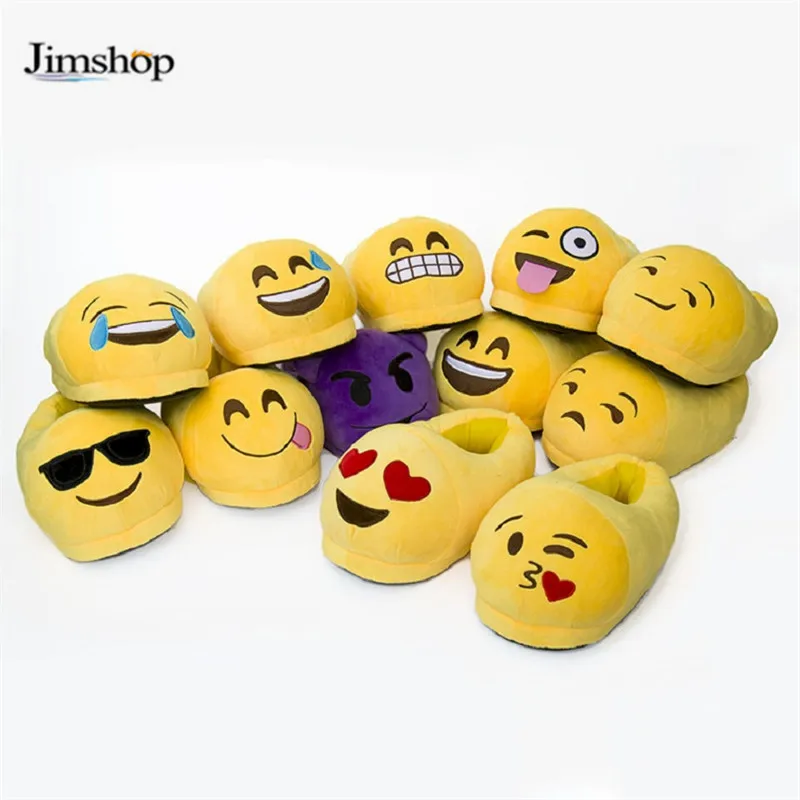 Emoji Slippers Cartoon Sweet Warm Plush Slipper Expression Men Women Slippers Spring/Autumn/Winter House Shoes 15 Styles Jimshop
