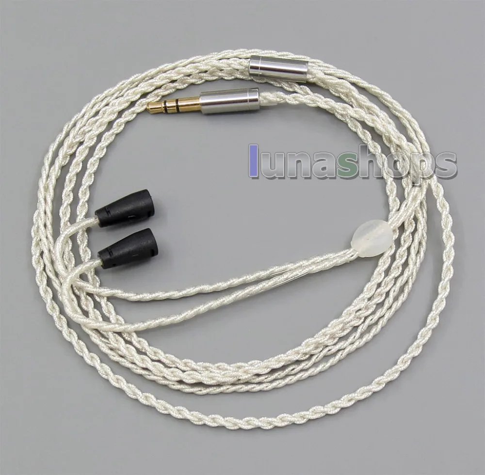 3 5mm With Earphone Hook Silver Foil Plated PU Skin Cable For Sennheiser IE8 IE80i Headphone LN005525