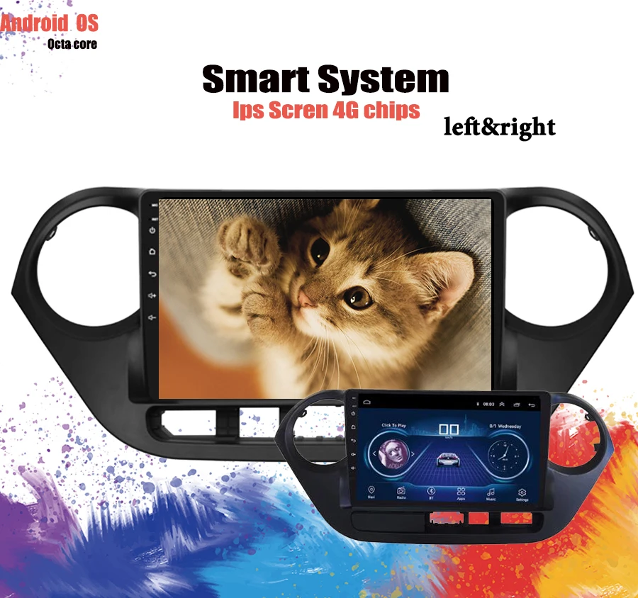 Top Octa Core 4GB RAM 64GB ROM Android 9.1 Car DVD Multimedia Player Radio For Hyundai I10 LHD Diver 2013-2018 Carplay Head Unit 3