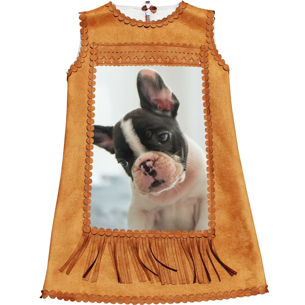 Children Clothing baby Girls fashion Birthday lovely bulldog print