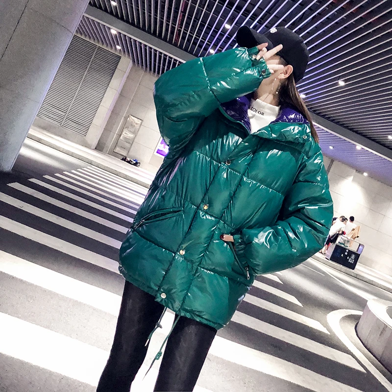 Oversize-яркая куртка пальто Для женщин зимние Теплый пуховик хлопковая стеганая куртка короткие парки Утепленные зимние пальто Для женщин уличная 714