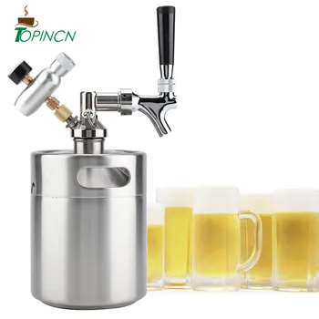 

2L Mini Stainless Steel Beer Keg Homebrew Faucet Pressurized Beer Brewing Craft Beer Dispenser System Bar Accessories