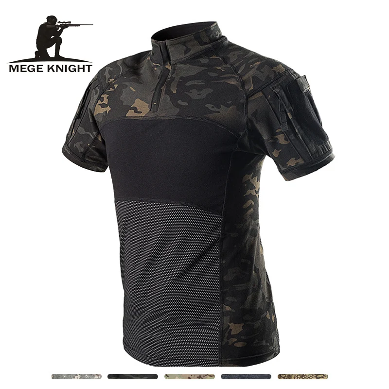 Billig MEGE Camouflage Armee T Shirt Männer Sommer RU Frosch Soldaten Kampf Tactical T shirt Militärische Kraft Multicam T Camo Kurzarm
