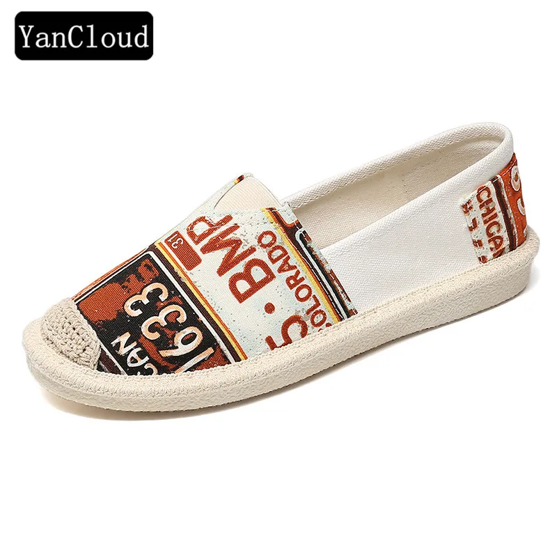 

Sweet Women's Flat Shoes Summer Sneakers 2019 Slip on Graffiti Loafers Women Espadrilles Ladies Shoes Flats Canvas Girls