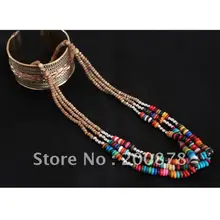 TNL322 тибетские красочные кости яка мульти себе мини ожерелье из бисера, 18 дюймов, несколько нитей тибетские ожерелья для девочек