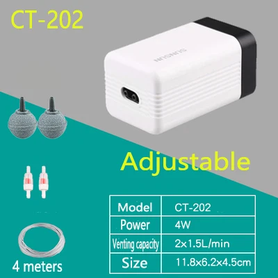 Sunsun Регулируемый аквариум компрессор воздушного насоса Рыба для декораций аквариум Воздушный компрессор аэратор для аквариума аквариум воздушный насос - Цвет: CT202 with a set