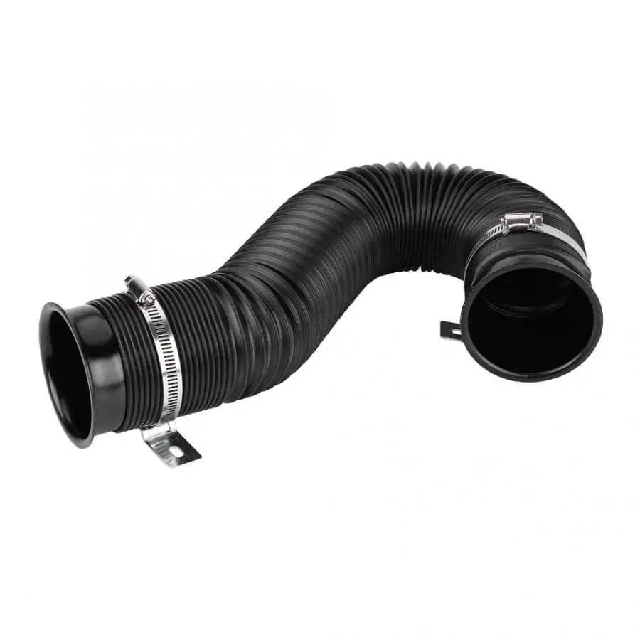

76mm 3inch Universal Car Auto Cold Air Intake Inlet Pipe Flexible Duct Tube Hose Kit Black Aluminum + Rubber New